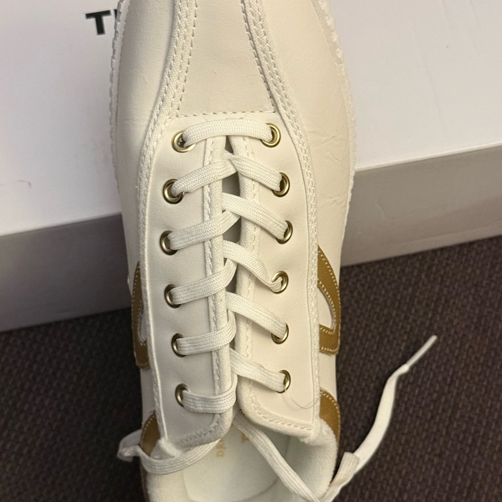 Tretorn White Metallic Gold Sneakers - Picture 3 of 4